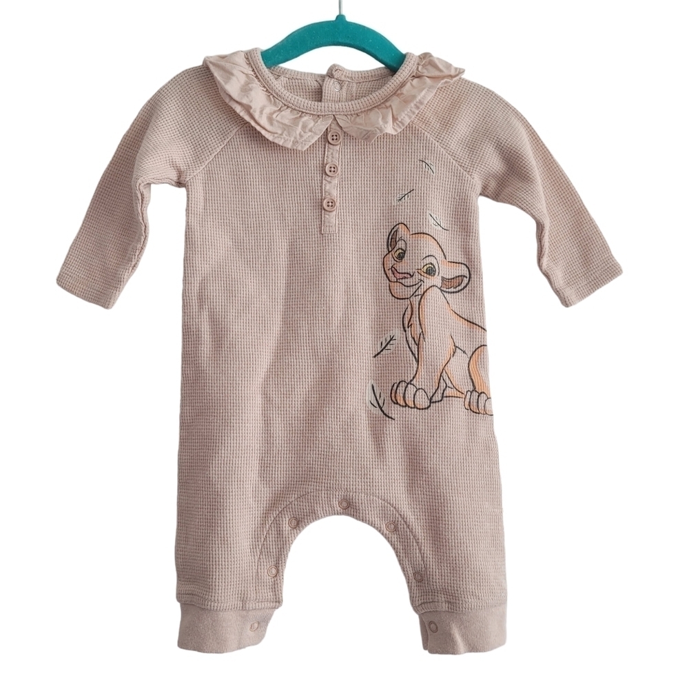 Disney Baby 3-6 Month Cream Waffle Knit Nala One Piece Jumpsuit Lion King Romper